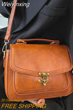 Weiyinxing Luxury Women Vintage PU Leather Top-handle Shoulder Bags Ladies Casual Flap Crossbody Bags Female Luxury Messenger Handbags