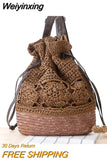 Weiyinxing rattan women backpacks bohemian hollow out straw bag large capacity backpack for lady summer beach purses 2023 travel sac