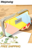 Weiyinxing Women's Shoulder Bag Holdheld Wallet Messenger Bag Fashion Korean Version Horizontal Splicing Color Multi-function Phone Bag