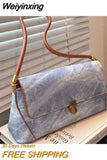 Weiyinxing Women Bags Fashion Handbags 2023 New Trend Handbags Retro Denim Shoulder Underarm Bag Casual Women Shoulder Pack Quality Flap