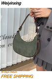 Weiyinxing Leather Women's Underarm Bag Retro Color Ladies Hobos Small Shoulder Bags Purse Handbags Female Half Moon Crossbody Bag