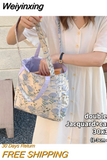 Weiyinxing Design Women's Shoulder Bags Vintage Blue Flower Ladies Tote Vest Bag Female Girls Hand Carrying Handbags Underarm Bag