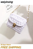 weiyinxing Handmade Woven Crossbody Bag for Women Designer Knitting Chains Shoulder Bag Casual Lady Small Flap Female Purses 2023