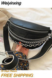 Weiyinxing Chain Waist Belt Bag For Women Leather Crossbody Chest pack Waist Bags New Fashion Phone Pack And Purse Ladies Fanny pack