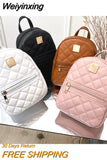 Weiyinxing Pu Solid Color Mini Rhombus Backpack Suitable for Women Fashion Casual Small Backpack Girls Korean Style Student 2023 New