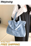 Weiyinxing Shoulder Messenger Bag Denim Casual Tote Bag Large Capacity with Multiple Pockets Gift for Women Girls
