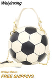 Weiyinxing Fashion Women Ball Bag Soft PU Leather Round Crossbody Thick Chain Hand Bags And Purses Female Basketball Bag Woven Bag