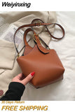 Weiyinxing Small Leather Bucket Crossbody Bags for Women 2023 New Women's Designer Shoulder Handbag and Purses Travel Messenger Bag