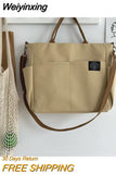 Weiyinxing Women's Retro Large Size Bags Cotton Canvas Shoulder Bag Fashion Crossbody Handbag Zipper Casual Tote Multi Pocket