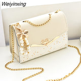 Weiyinxing Women Shoulder Messenger Bag Metal Sequin Chain Crossbody Phone Bags Ladies Luxury Designer Street Square Bags