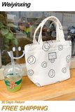 Weiyinxing Retro Women Small Tote Shoulder Bags Student Girls Lunch Bento Bag Hand Carry Shopper Bag Female Clutch Purse Handbags