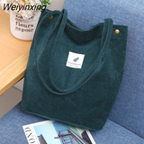 Weiyinxing Corduroy Shoulder Bag for Women Cotton Cloth Versatile Handbag Solid Color Eco Shopping bag 2023 Ladies Reusable Totes Bags