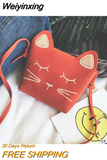 Weiyinxing Baby Cat Mini Crossbody Bag Frosted Leather Children's Coin Purse Fashion Girls Princess Accessories Shoulder Bags Wallet