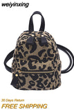 weiyinxing Women Mini Backpack High Quality Leopard Nylon Shoulder Bag Small Backpack School Bags for Teenage Girls Travel Rucksack