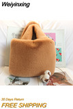 Weiyinxing Winter Women Bucket Bag Faux Fur Ladies Small Casual Tote Shoulder Bags Luxury Design Female Clutch Purse Handbags Bolsa