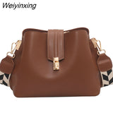 Weiyinxing YIDE Vintage Simple Small PU Leather Bucket Crossbody Bag for Women 2023 Designer Fashion Lady Luxury Black Shoulder Handbag