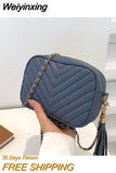 Weiyinxing Striped Crossbody Bags For Women Square Tassel Shoulder Bag Pu Leather Small Chain Ladies Handlbags
