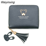 Weiyinxing Bear Decoration Women's Wallet New Fashion Short Coin Purse Card Holder Small Ladies Wallet Female Hasp Mini Clutch