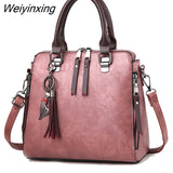 Weiyinxing PU Leather Ladies HandBags Women Messenger Bags TotesTassel Designer Crossbody Shoulder Bag Boston Hand Bags Hot Sale