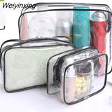 Weiyinxing Travel Organizer Clear Makeup Bag Women Beauty Toiletry Kit Wash Pouch Transparent PVC Small Large Cosmetic Wash Zipper Bag