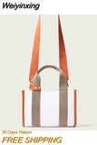 Weiyinxing Striped Canvas Large Tote Bag Designer Women Handbags Luxury Shoulder Crossbody Bags Big Shopper Purse Travel Sac Ol 2023