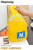 Weiyinxing Sport Children's Chest Shoulder Bags Letter Prints Boys Kids Small Crossbody Bag Nylon Cloth Girls Coin Purse Handbags