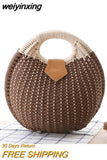 weiyinxing Shell Round Wicker Woven Women Handbags Designer Rattan Lady Shoulder Crossbody Bags Casual Summer Beach Straw Bag Purse