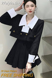 Weiyinxing Quality French Vintage Small Fragrance 2 Piece Set Women Short Jacket Coat + Skirt Sets Korean Fashion Sweet Two Piece Suit