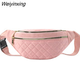 Weiyinxing Women Plaid Waist Bag Female Oxford Waterproof Belt Bags Designer Crossbody Chest Bag Ladies Fashion Fanny Pack Banana Hip Purse