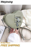 Weiyinxing Love Heart Shape Shoulder Bags For Women 2023 Luxury Designer Leather Handbags Brand Female Chain Crossbody Purse Bag