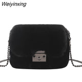 Weiyinxing YIDE Faux Rabbit Fur Bag Women Chain Crossbody Bag Shoulder Handbag Purse Mini Brand Designer Handbags Fashion Winter New