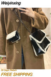 Weiyinxing Design Women Plush Purse Handbags Winter Lamb Wool Female Furry Chain Shoulder Messenger Bags Luxury Ladies Casual Tote