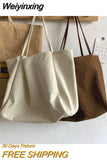 Weiyinxing Canvas Shoulder Bag Large Capacity Grocery Totes Simple Solid Color Designer Handbag Reusable Shopper Eco Shopping Bags