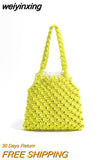 weiyinxing Hollow Rope Woven Women Handbag Casual Finshnet Shoulder Bags Handmade Summer Beach Small Tote Female Bali Shopper Purse