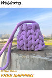 Weiyinxing Fashion Knitted Shoulder Bags for Women Crossbody Bags Ladies Weave Casual Shopping Messenger Purse Beach Handbag