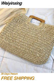 Weiyinxing rattan large capacity tote for women wicker woven wooden handbags summer beach straw bag lady big purses travel sac 2023