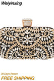 Weiyinxing Wedding Clutch Purse Luxury Women Handbag Design Party Shoulder Bag Flower Hollow Out Pattern Ladies Evening Night Bag
