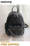 weiyinxing Women Designer Leather Backpacks Sac A Dos Chain Luxury Fashion High Quality Small Backpack for Teenage Girls Mochila Rucksack