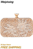 Weiyinxing Wedding Clutch Purse Luxury Women Handbag Design Party Shoulder Bag Flower Hollow Out Pattern Ladies Evening Night Bag