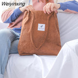 Weiyinxing Corduroy Shoulder Bag for Women Cotton Cloth Versatile Handbag Solid Color Eco Shopping bag 2023 Ladies Reusable Totes Bags