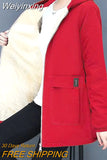 Weiyinxing Women Windbreaker 2023 New Autumn Women's Fleece Jacket Casual Hooded Winter Overcoat Zipper Pocket Female Basic Coat