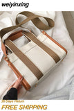 weiyinxing Striped Canvas Large Tote Bag Designer Women Handbags Luxury Shoulder Crossbody Bags Big Shopper Purse Travel Sac Ol 2023