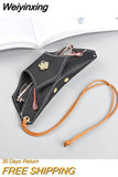 Weiyinxing Leather Glasses Bag for women Cowhide Pouch Bag Eye Glasses Sunglasses Shell Case Convenient Lightweight Protector Box