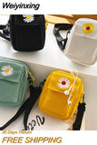 Weiyinxing Women's Single Shoulder Bag Fashion Solid Color Casual Handbag Outdoor Daisy Canvas Handbag Zipper Cross-body Bag Messenger Bag