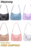 Weiyinxing Women PU Leather Small Shoulder Underarm Bag Ladies Vintage Butterfly Chain Pure Color Zipper Mini Purse Handbag