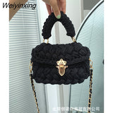 Weiyinxing Rope Knitting Women Handbag Designer Chains Woven Shoulder Crossbody Bags for Women 2023 Small Square Flap Lady Purses