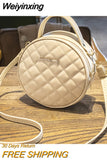 Weiyinxing Lingge Small Round Crossbody Bags for Women Ladies Korean Version Trend Shoulder Bag Purses and Handbags Luxury Bags