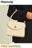 Weiyinxing Burgundy Women Shoulder Bags Pu Leather Ladies Square Crossbody Bag Luxury Female Flap Buckle Design Tote Purse Handbags