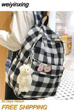 weiyinxing 2023 Women Backpack Female Cool Nylon Travel Bag Fashion Plaid Portable Cute Schoolbag College Teenage Girls Boys Bookbag