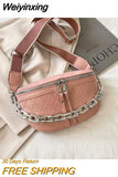 Weiyinxing Chain Waist Bag Luxury Leather Women Fanny Pack Waist Bag Crossbody Chest Bags Female Belt Bag Fashion Brand Shoulder Bags